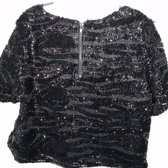 lucy paris black sequined crop top - Picture 5 of 5